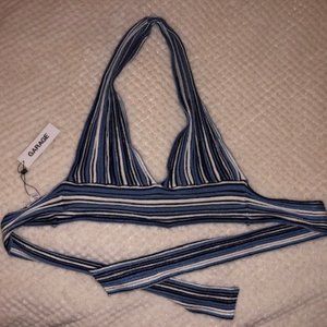 Blue halter tie top